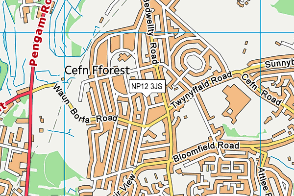 NP12 3JS map - OS VectorMap District (Ordnance Survey)