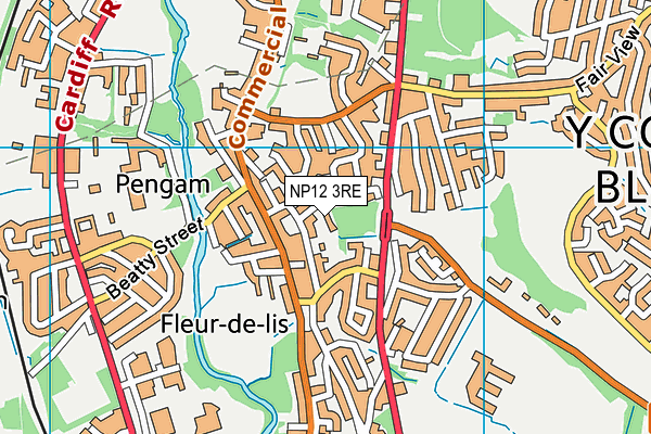 NP12 3RE map - OS VectorMap District (Ordnance Survey)