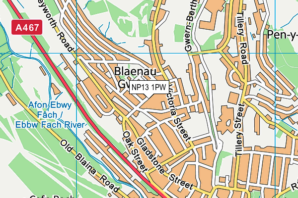 NP13 1PW map - OS VectorMap District (Ordnance Survey)