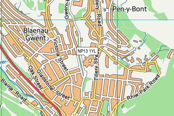 Abertillery Learning Community map (NP13 1YL) - OS VectorMap District (Ordnance Survey)