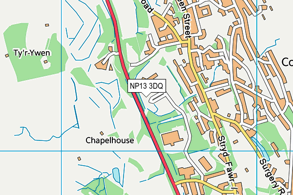 Ysgol Gymraeg Bro Helyg map (NP13 3DQ) - OS VectorMap District (Ordnance Survey)