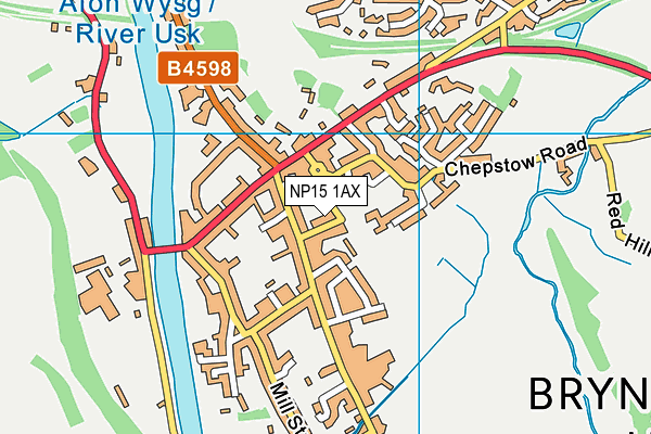 NP15 1AX map - OS VectorMap District (Ordnance Survey)