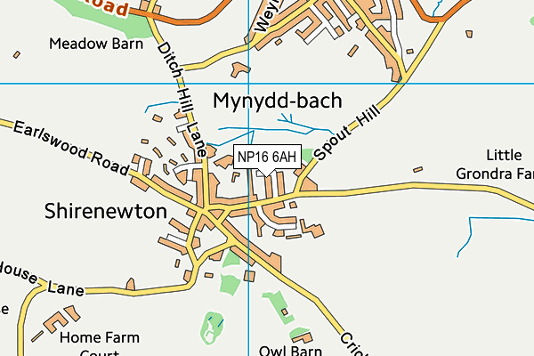 NP16 6AH map - OS VectorMap District (Ordnance Survey)