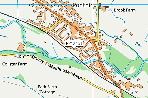 NP18 1GJ map - OS VectorMap District (Ordnance Survey)