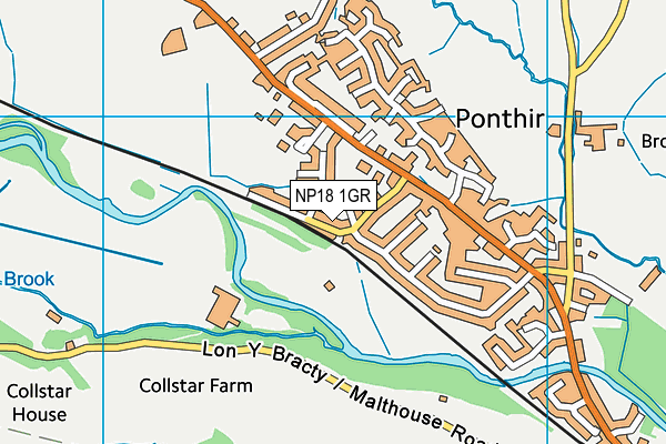 NP18 1GR map - OS VectorMap District (Ordnance Survey)