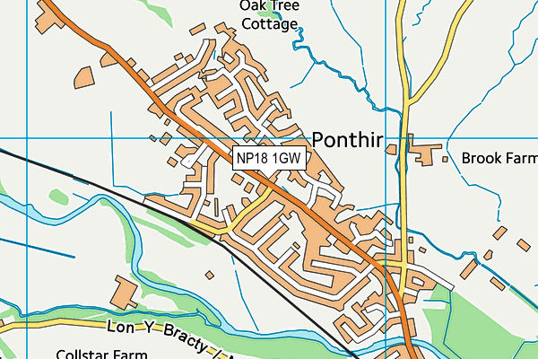 NP18 1GW map - OS VectorMap District (Ordnance Survey)