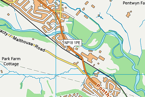 NP18 1PE map - OS VectorMap District (Ordnance Survey)