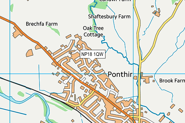 NP18 1QW map - OS VectorMap District (Ordnance Survey)