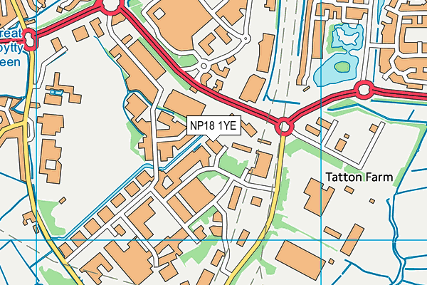 NP18 1YE map - OS VectorMap District (Ordnance Survey)