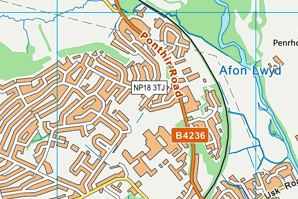 NP18 3TJ map - OS VectorMap District (Ordnance Survey)