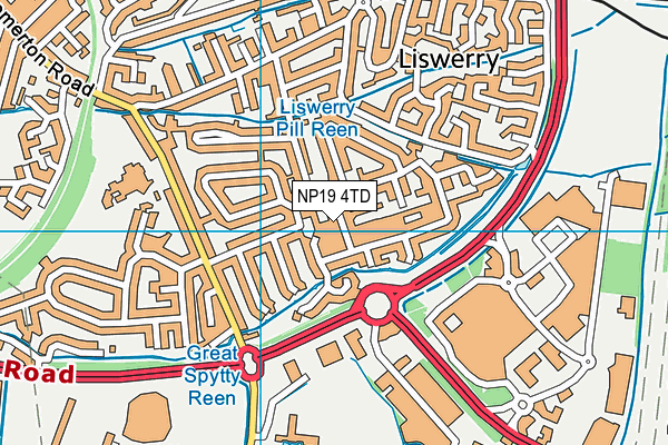 NP19 4TD map - OS VectorMap District (Ordnance Survey)
