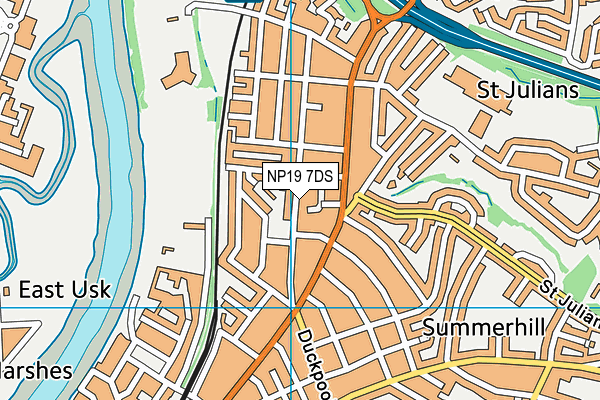 Glan Usk Primary School map (NP19 7DS) - OS VectorMap District (Ordnance Survey)