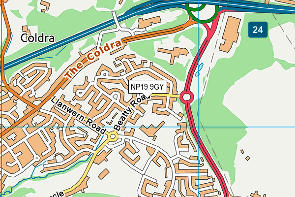 NP19 9GY map - OS VectorMap District (Ordnance Survey)