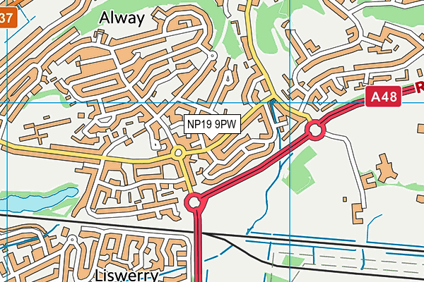 NP19 9PW map - OS VectorMap District (Ordnance Survey)
