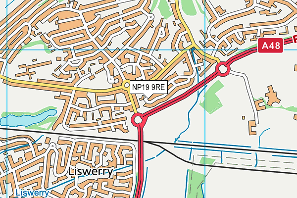 NP19 9RE map - OS VectorMap District (Ordnance Survey)