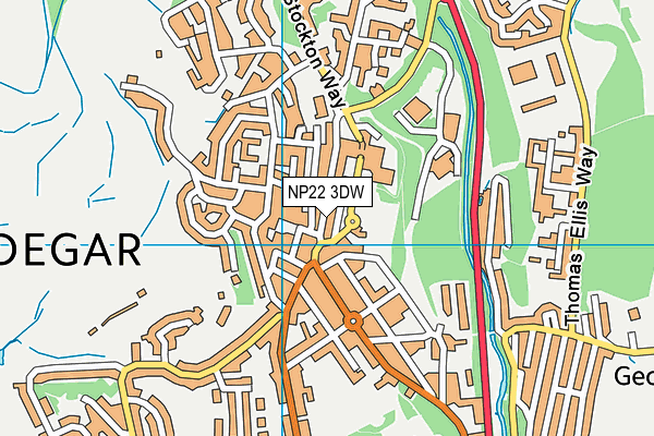 NP22 3DW map - OS VectorMap District (Ordnance Survey)