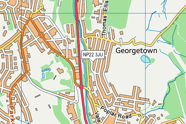 NP22 3JU map - OS VectorMap District (Ordnance Survey)