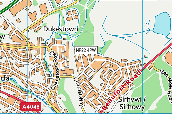 NP22 4PW map - OS VectorMap District (Ordnance Survey)