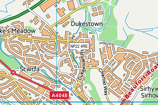 NP22 4RE map - OS VectorMap District (Ordnance Survey)