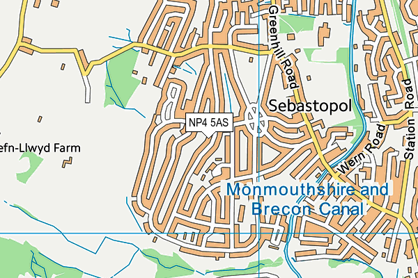 NP4 5AS map - OS VectorMap District (Ordnance Survey)