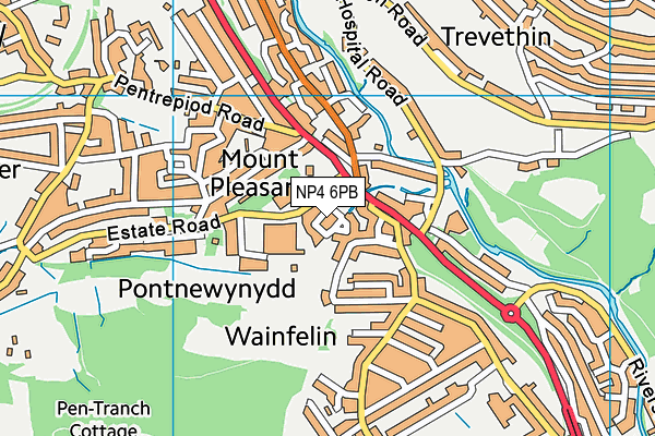 NP4 6PB map - OS VectorMap District (Ordnance Survey)