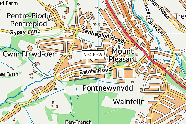 NP4 6PW map - OS VectorMap District (Ordnance Survey)