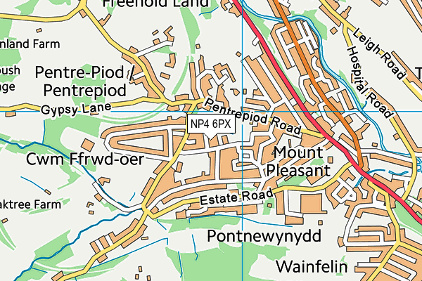 NP4 6PX map - OS VectorMap District (Ordnance Survey)