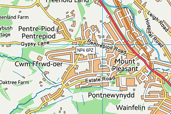 NP4 6PZ map - OS VectorMap District (Ordnance Survey)