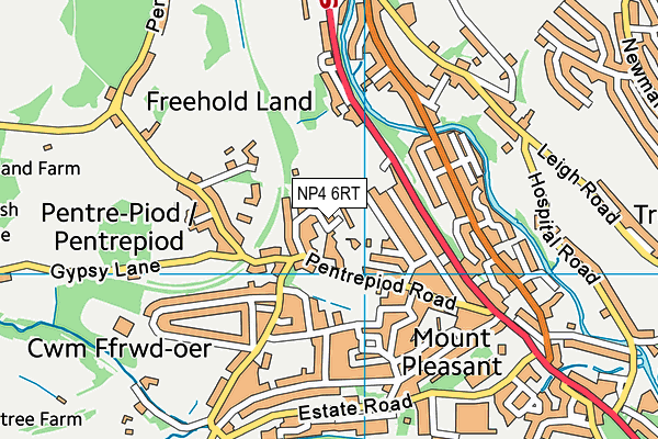 NP4 6RT map - OS VectorMap District (Ordnance Survey)