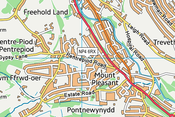 NP4 6RX map - OS VectorMap District (Ordnance Survey)