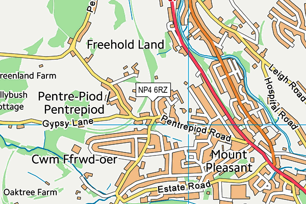 NP4 6RZ map - OS VectorMap District (Ordnance Survey)