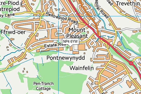 NP4 6YW map - OS VectorMap District (Ordnance Survey)