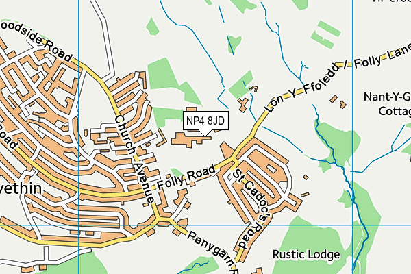 NP4 8JD map - OS VectorMap District (Ordnance Survey)