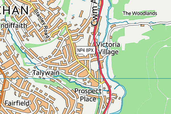 NP4 8PX map - OS VectorMap District (Ordnance Survey)