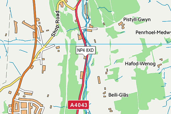 NP4 8XD map - OS VectorMap District (Ordnance Survey)