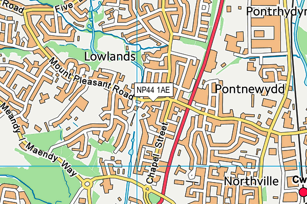 Map of PONTNEWYDD LTD at district scale