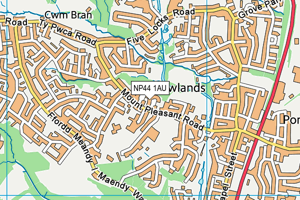 NP44 1AU map - OS VectorMap District (Ordnance Survey)