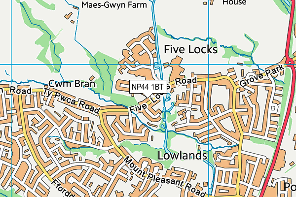 NP44 1BT map - OS VectorMap District (Ordnance Survey)