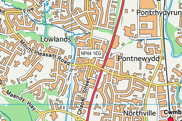 NP44 1EG map - OS VectorMap District (Ordnance Survey)