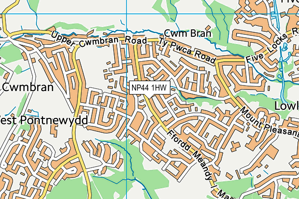 NP44 1HW map - OS VectorMap District (Ordnance Survey)