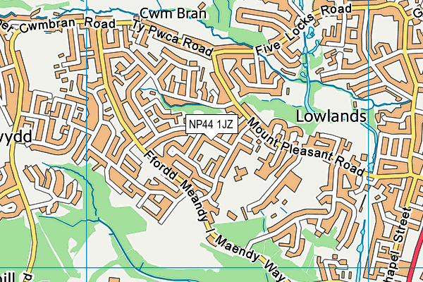 NP44 1JZ map - OS VectorMap District (Ordnance Survey)