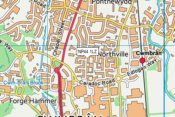 NP44 1LZ map - OS VectorMap District (Ordnance Survey)