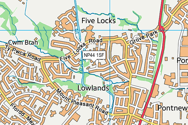 NP44 1SF map - OS VectorMap District (Ordnance Survey)
