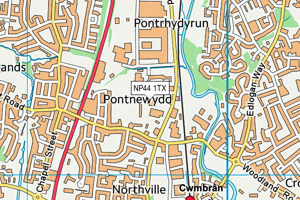 NP44 1TX map - OS VectorMap District (Ordnance Survey)