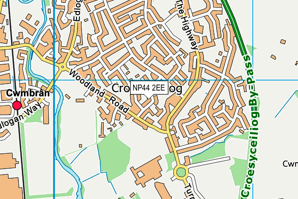 NP44 2EE map - OS VectorMap District (Ordnance Survey)