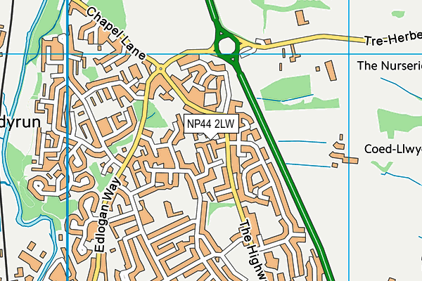 NP44 2LW map - OS VectorMap District (Ordnance Survey)