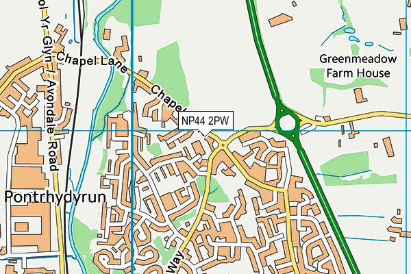 NP44 2PW map - OS VectorMap District (Ordnance Survey)