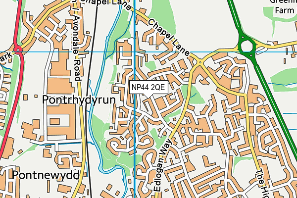 NP44 2QE map - OS VectorMap District (Ordnance Survey)