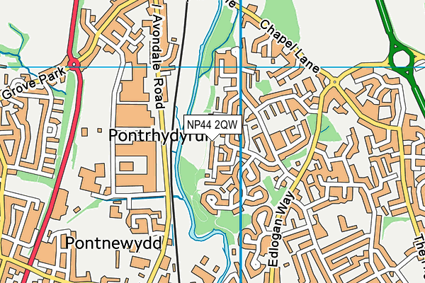 NP44 2QW map - OS VectorMap District (Ordnance Survey)
