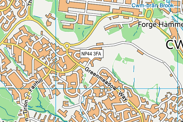 NP44 3FA map - OS VectorMap District (Ordnance Survey)